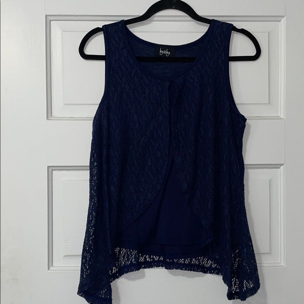 NWOT By & By Navy Lace Sleeveless Top